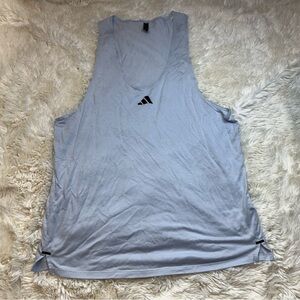 Adidas mens large Sky Blue singlet stringer tank Top racer back style